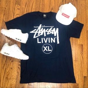 Stussy Livin XL navy tee NWOT Med